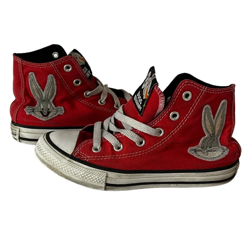 Converse x Looney Tunes Bugs Bunny Collaboration Red High Tops Size 13